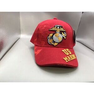 Red Marine Ball Cap "US Marine" Adjustable By Golden‎ Lion